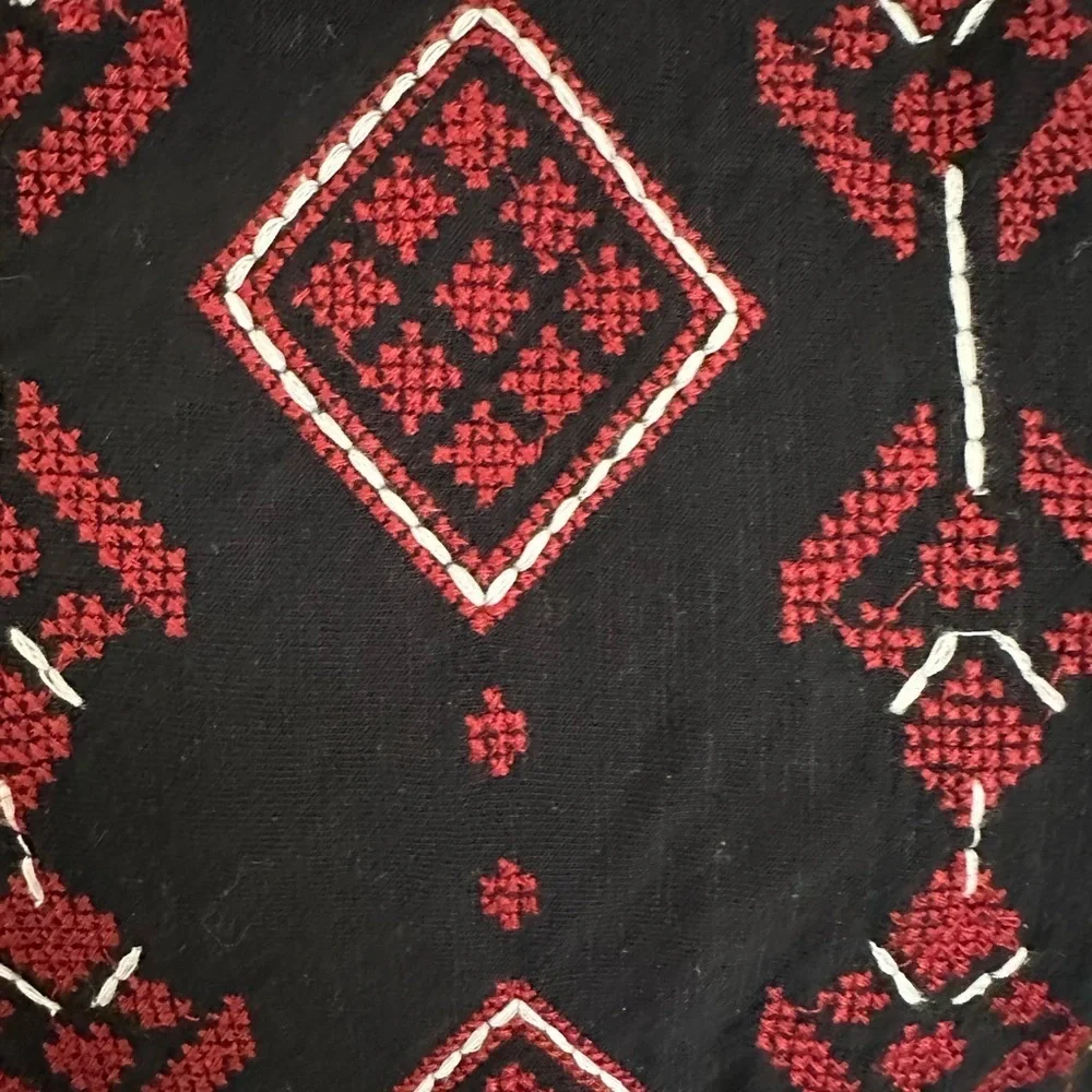 Meena Mahal Black Tank Mini Dress with Red Embroidery - Size M